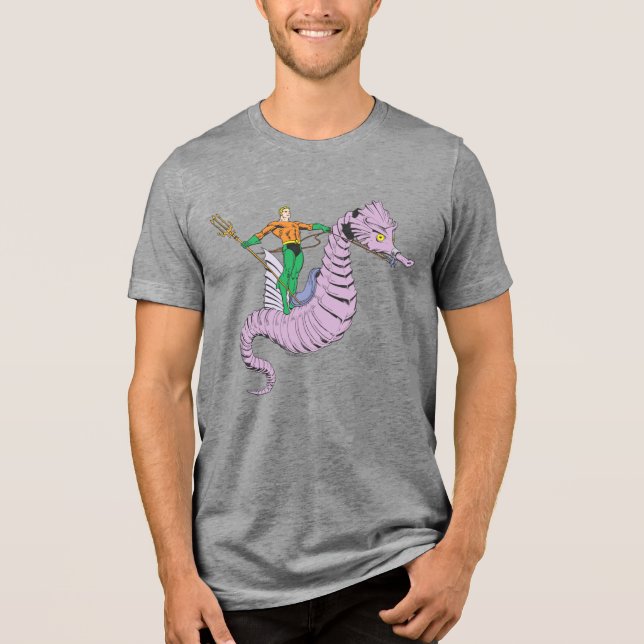 Aquaman Rides Seepferd Tri-Blend Shirt (Vorderseite)