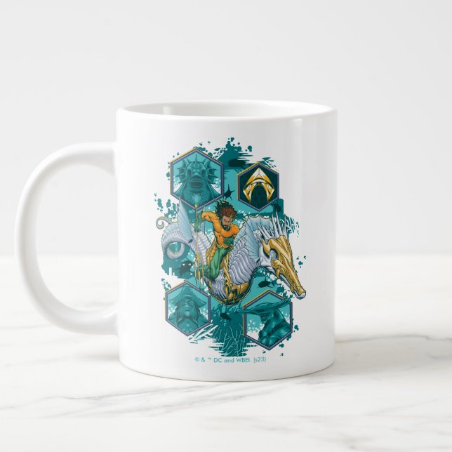 Aquaman Riding Seepferd über Kingdoms Jumbo-Tasse (Links)