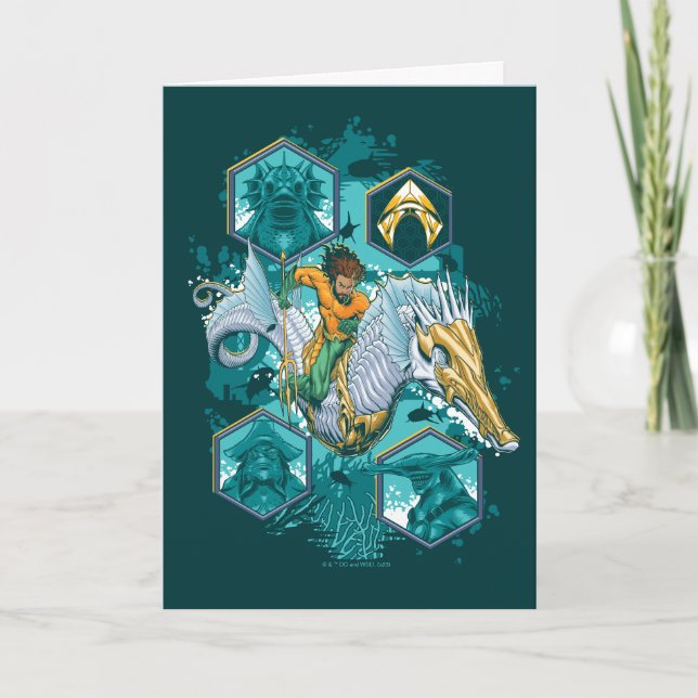 Aquaman Riding Seepferd über Kingdoms Karte (Vorderseite)