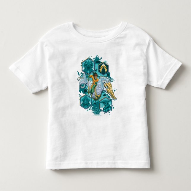 Aquaman Riding Seepferd über Kingdoms Kleinkind T-shirt (Vorderseite)