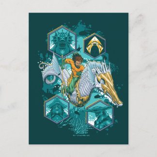 Aquaman Riding Seepferd über Kingdoms Postkarte