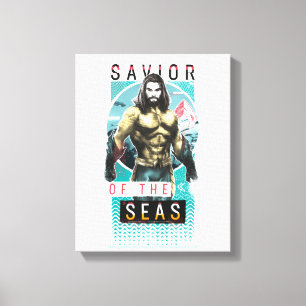 Aquaman "Savior   Of The Seas" Modernist Graphic Leinwanddruck