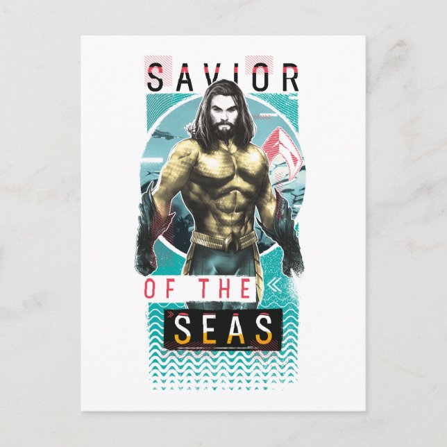 Aquaman "Savior | Of The Seas" Modernist Graphic Postkarte (Vorderseite)