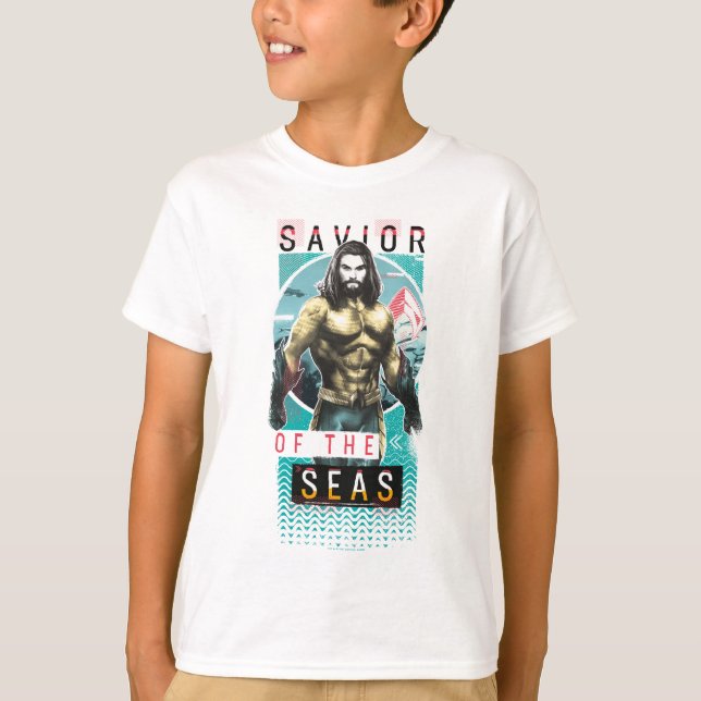 Aquaman "Savior | Of The Seas" Modernist Graphic T-Shirt (Vorderseite)