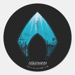 Aquaman   sehen durch Aquaman Logo-Ozean-Grafik Runder Aufkleber