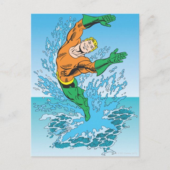 Aquaman springt aus dem Meer Postkarte (Vorderseite)