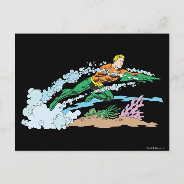 Aquaman springt über Korallen Postkarte (Vorderseite)