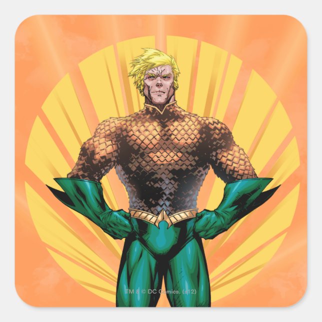 Aquaman Stehend Quadratischer Aufkleber (Vorderseite)