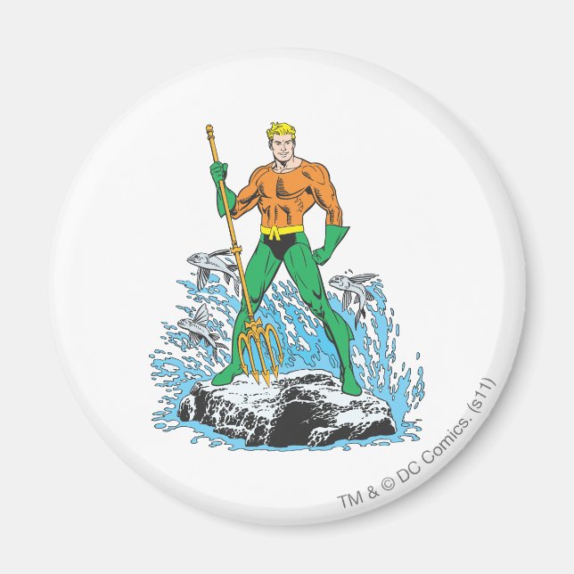 Aquaman steht mit Heugabel Magnet (Vorne)