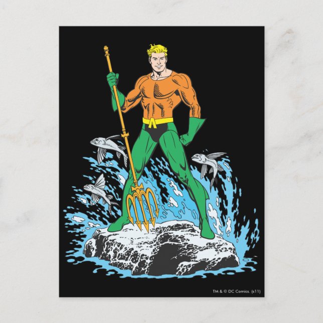 Aquaman steht mit Pitchfork Postkarte (Vorderseite)