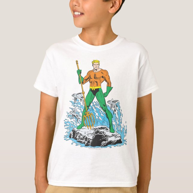 Aquaman steht mit Pitchfork T-Shirt (Vorderseite)