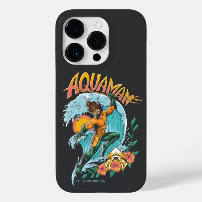 Aquaman und Trident Rising Surf Graphic Case-Mate iPhone Hülle (Rückseite)