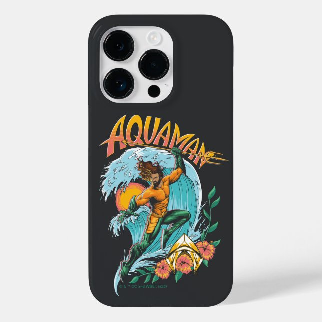 Aquaman und Trident Rising Surf Graphic Case-Mate iPhone Hülle (Rückseite)
