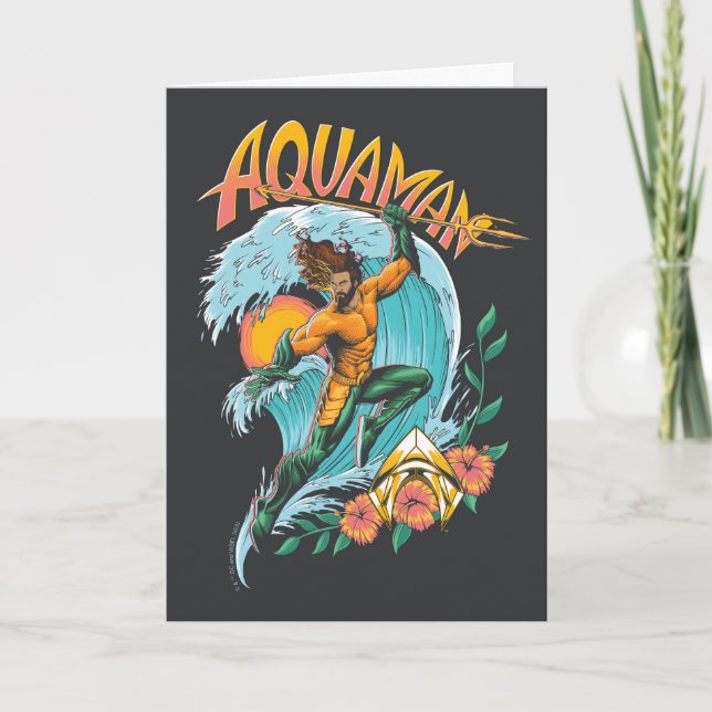 Aquaman und Trident Rising Surf Graphic Karte (Vorderseite)