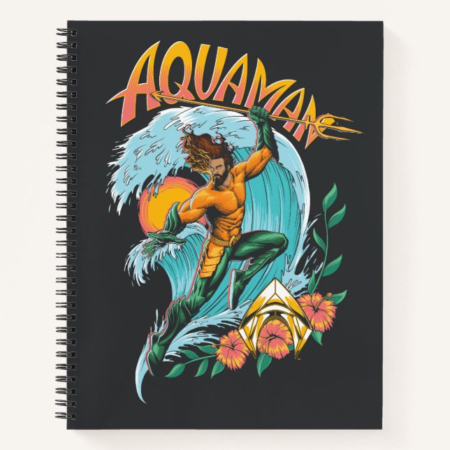 Aquaman und Trident Rising Surf Graphic Notizbuch (Vorderseite)