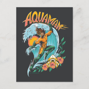 Aquaman und Trident Rising Surf Graphic Postkarte
