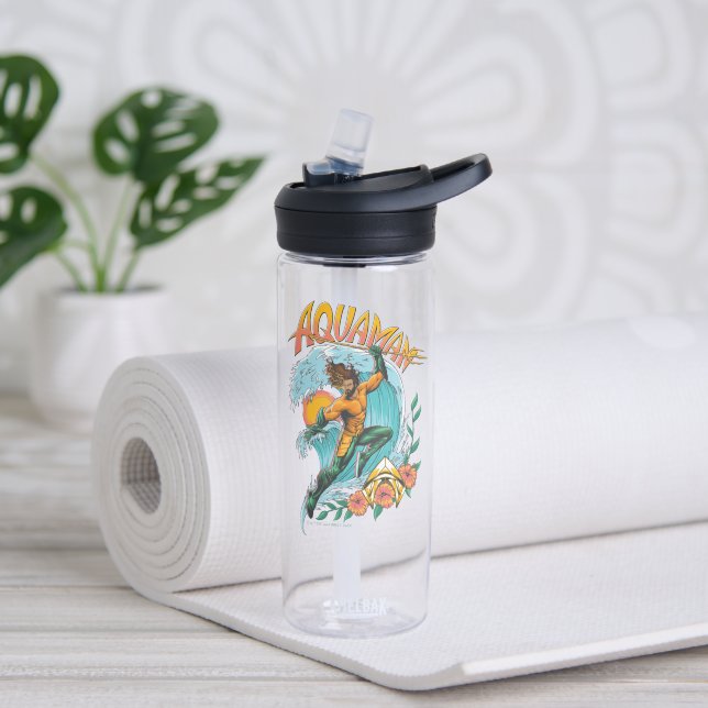 Aquaman und Trident Rising Surf Graphic Trinkflasche (Yoga)