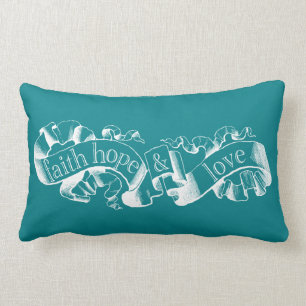 Aquamarin 1 Korinther 13 Liebe Faith Hope Pillow Lendenkissen