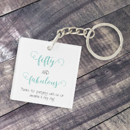 Aquamarin 50 und fabelhafter Geburtstag Acrylstoff Schlüsselanhänger