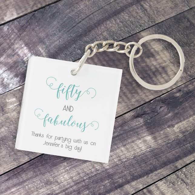 Aquamarin 50 und fabelhafter Geburtstag Acrylstoff Schlüsselanhänger (Von Creator hochgeladen)