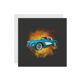 Aquamarin 59 Corvette Car Red Explosion Hintergrun Einladung