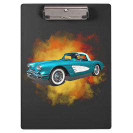 Aquamarin 59 Corvette Car Red Explosion Hintergrun Klemmbrett