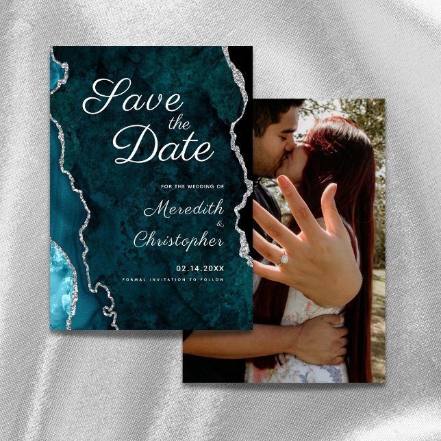 Aquamarin Agate Foto Hochzeit Sichern Sie das Datu Save The Date (Von Creator hochgeladen)