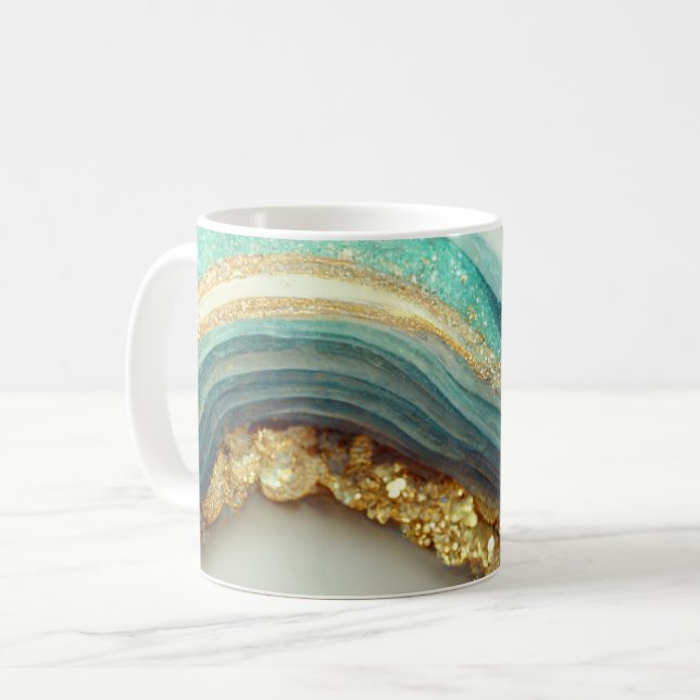 Aquamarin Agate Geode Stone Kaffeetasse (Vorderseite Links)