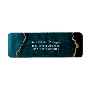 Aquamarin Agate Gold Glitzer Wedding Rücksendeadre