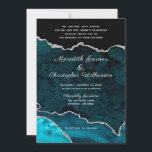 Aquamarin Agate Silver Glitzer Geode Formal Hochze Einladung<br><div class="desc">Aquamarin Elegance Silver Glitzer Agate Wedding Einladung mit formellen Gastgeber von den Eltern des Paares. Erstellt durch © Lesruba Hochzeiten.</div>