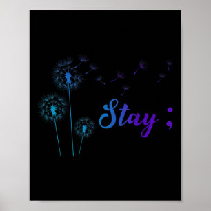 Aquamarin & Lila Ribbon-Kronleuchter Suizidprä Poster