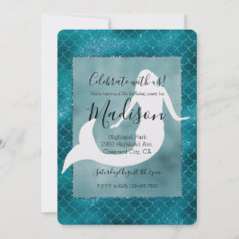 Aquamarin Aqua Blue Glitzer Sparkle Meerjungfrau Einladung