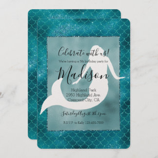 Aquamarin Aqua Blue Glitzer Sparkle Meerjungfrau Einladung