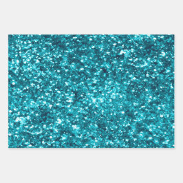 Aquamarin Aqua Blue Glitzer Sparkone Geschenkpapier Set