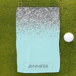 Aquamarin Aqua Blue Silver Glitzer Girl Monogram N Golfhandtuch<br><div class="desc">Aquamarin Aqua Blue und Silver Sparkle Glitzer Monogram Name Golf Handtuch. Das macht den perfekten 16 Geburtstag,  Hochzeit,  Brautparty,  Jubiläum,  Babydusche oder Junggeselinnen-Abschied Geschenk für jemanden,  der Lieben glamourösen Luxus und schicke Stile.</div>