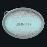 Aquamarin Aqua Blue Silver Glitzer Girl Monogram N Ovale Gürtelschnalle<br><div class="desc">Aqua Blue Aquamarin und Silber Sparkle Glitzer Monogram Name Gürtelschnalle. Das macht den perfekten Abschluss,  süß 16 16.,  18.,  21.,  30.,  40.,  50.,  60.,  70.,  80.,  90.,  100. Geburtstag,  Hochzeit,  Brautparty,  Jubiläum,  Babydusche oder Junggeselinnen-Abschied Geschenk für jemanden,  der Luxus und Chic Stil Lieben glänze.</div>