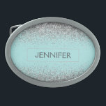 Aquamarin Aqua Blue Silver Glitzer Girl Monogram N Ovale Gürtelschnalle<br><div class="desc">Aqua Blue Aquamarin und Silber Sparkle Glitzer Monogram Name Gürtelschnalle. Das macht den perfekten Abschluss,  süß 16 16.,  18.,  21.,  30.,  40.,  50.,  60.,  70.,  80.,  90.,  100. Geburtstag,  Hochzeit,  Brautparty,  Jubiläum,  Babydusche oder Junggeselinnen-Abschied Geschenk für jemanden,  der Luxus und Chic Stil Lieben glänze.</div>