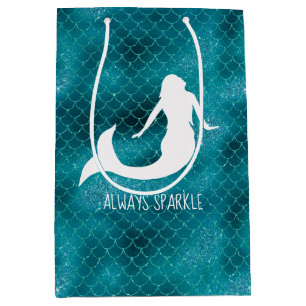 Aquamarin Aqua Blue Sparkle Glitzer Mermaid Mittlere Geschenktüte