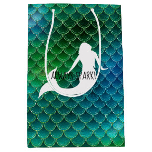 Aquamarin Aqua Blue Sparkle Mermaid Mittlere Geschenktüte