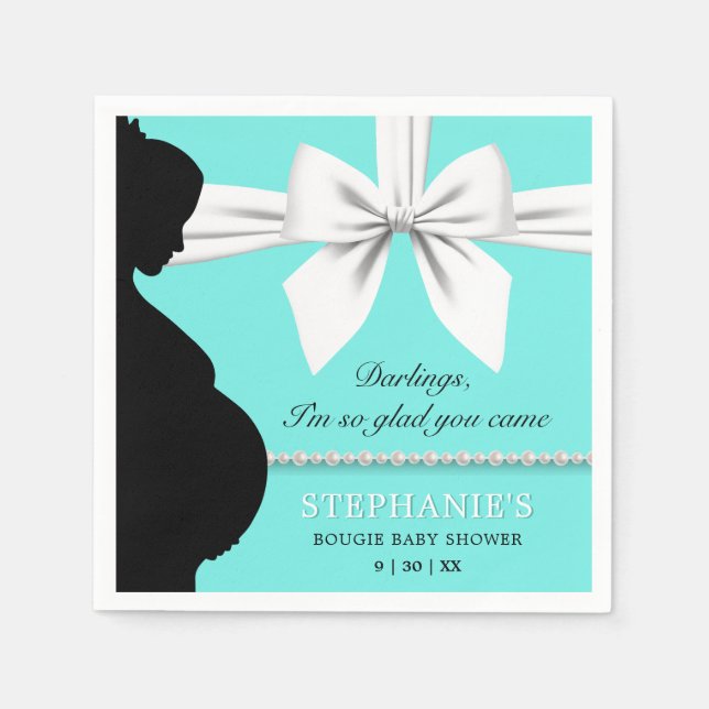 Aquamarin Aqua Glam Elegante Pearls Tiffany Babydu Serviette (Vorderseite)