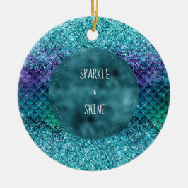 Aquamarin Aqua Lila Mermaid Sparkle Glitzer Keramik Ornament