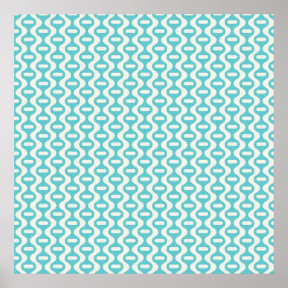 Aquamarin, Aqua Wavy Retro Muster Poster