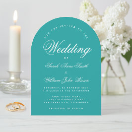Aquamarin Arch Simple Modern Elegante Script Weddi Einladung