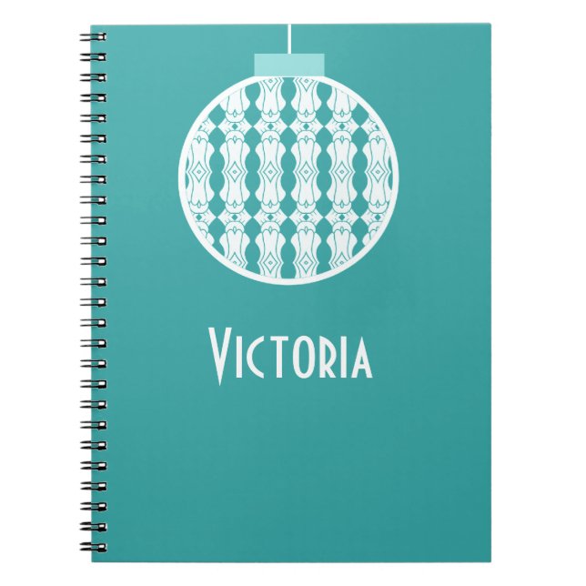Aquamarin Art Deco-Ornament-Notebook Notizblock (Vorderseite)