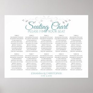 Aquamarin auf der White 10 Table Wedding Seating C Poster