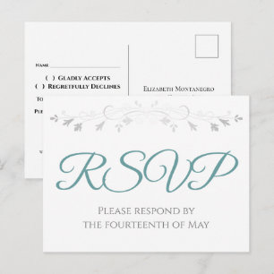 Aquamarin auf White Simple Elegante Wedding UAWG Postkarte