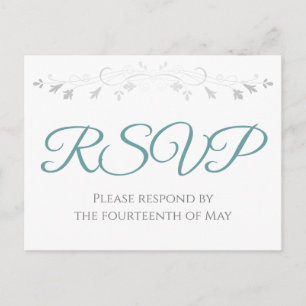 Aquamarin auf White Simple Elegante Wedding UAWG Postkarte