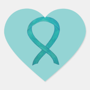 Aquamarin Awareness Ribbon Custom Art Sticker Deck