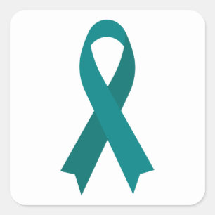 Aquamarin Awareness Ribbon von Janz White Quadratischer Aufkleber