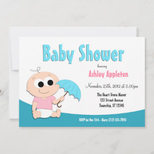 Aquamarin Baby Umbrella - Einladungen zur Dusche